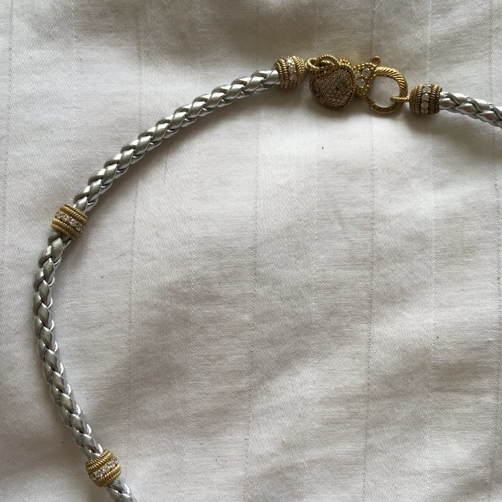 Judith Ripka silver & gold braided necklace